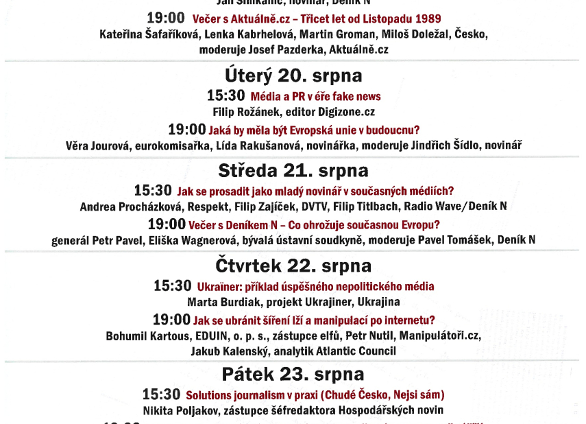 LETNÍ ŽURNALISTICKÁ ŠKOLA KARLA HAVLÍČKA BOROVSKÉHO