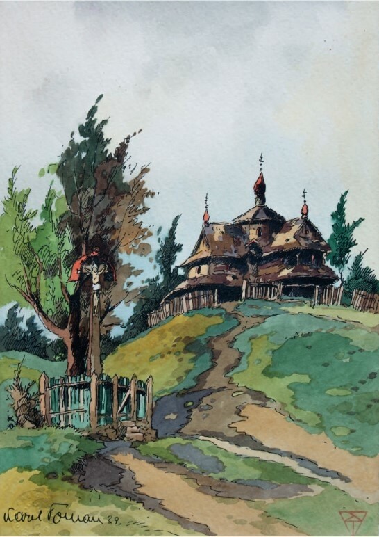 Vernisáž výstavy Dřevěné kostely na akvarelech Karla Tomana (foto 1)