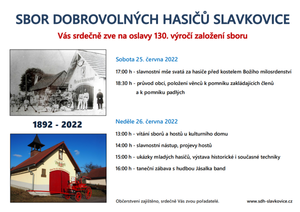 Oslavy 130. výročí založení SDH Slavkovice (foto 1)