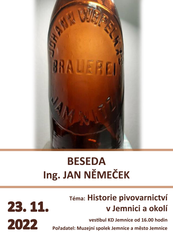 Beseda - Ing. Jan Němeček - Historie pivovarnictví v Jemnici a okolí (foto 1)