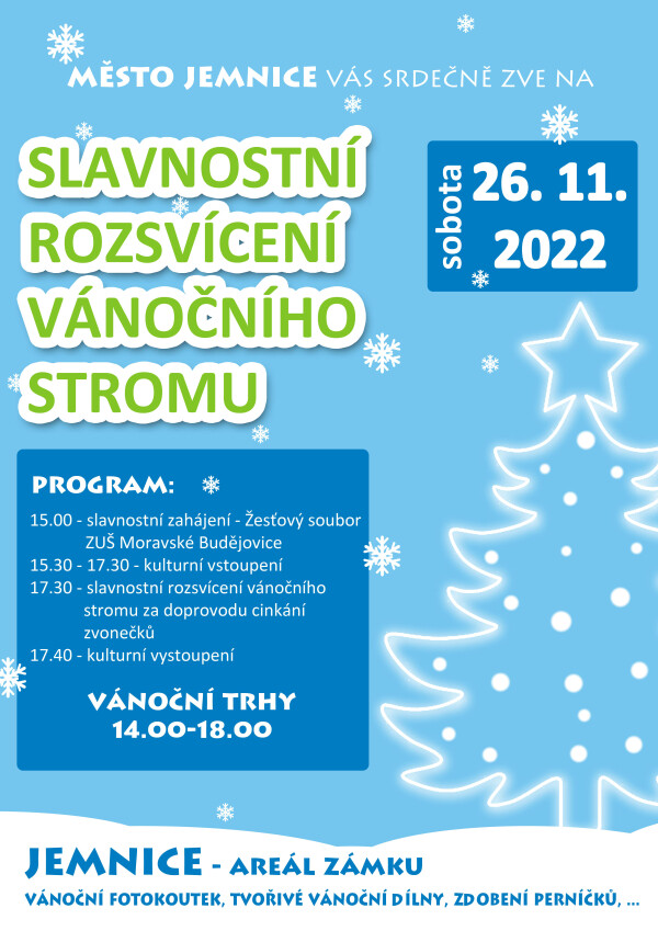 Rozsvícení vánočního stromu a vánoční trhy na zámku v Jemnici (foto 1)