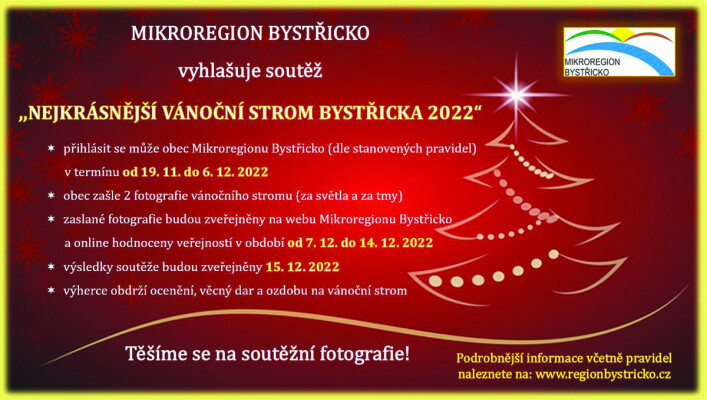 Nejkrásnější vánoční strom Bystřicka 2022 (foto 1)