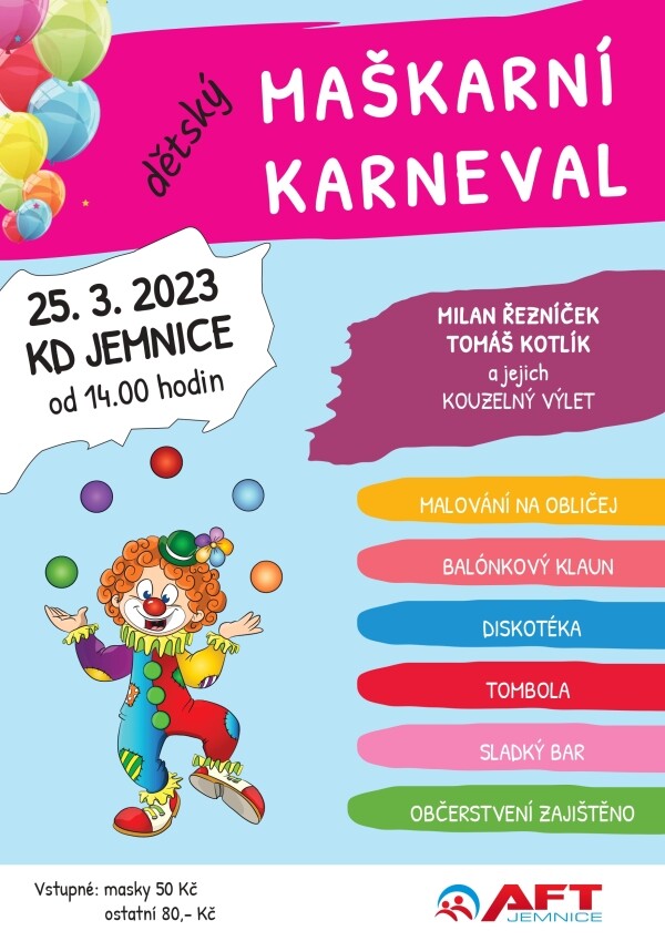 Dětský maškarní karneval s Milanem Řezníčkem a Tomášem Kotlíkem (foto 1)
