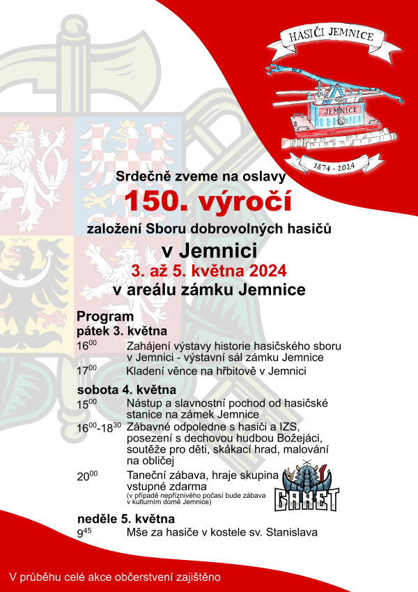Oslavy 150. výročí založení Sboru dobrovolných hasičů Jemnice (foto 1)