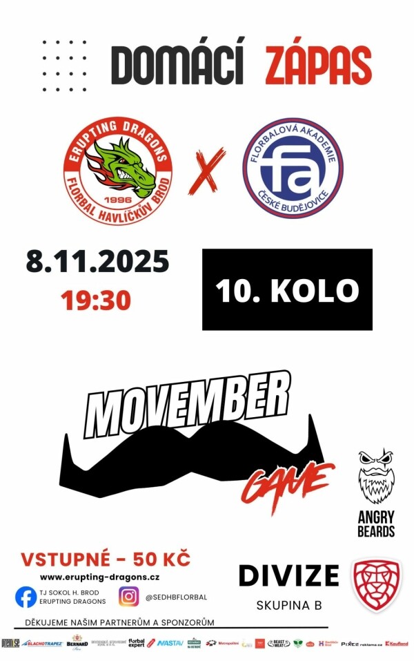 MOVEMBER GAME: DRACI vs FA České Budějovice (FLORBAL) (foto 1)